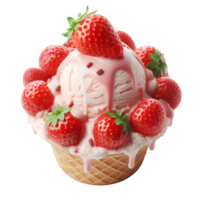 Strawberry ice cream cone Isolated on Transparent Background png