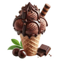 Chocolate ice cream cone Isolated on Transparent Background png