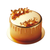 Gold cake isolated on transparent background png