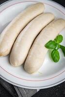 sausage meat weisswurst bavarian sausages second course fresh Cooking appetizer meal food snack photo