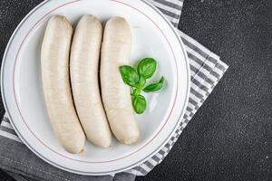 sausage meat weisswurst bavarian sausages second course fresh Cooking appetizer meal food snack photo
