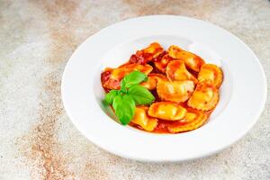 ravioli meat tomato sauce fresh cooking meal food snack on the table copy space food background photo