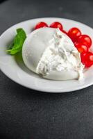 buffalo burrata Cooking appetizer meal food snack on the table copy space food background rustic top view keto or paleo diet vegetariano or paleo diet vegetarian photo