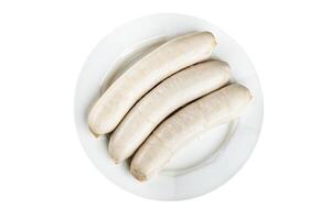 meat white sausage weisswurst bavarian sausages cooking appetizer meal food snack on the table photo