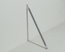 un dirigir lápiz con un borrador propensión en contra el muro, 3d representación. foto