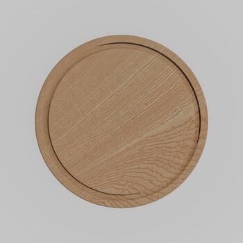 redondo corte tablero aislado en blanco fondo, 3d representación. foto