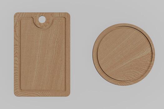 rectángulo y redondo corte tableros aislado en blanco fondo, 3d representación. foto