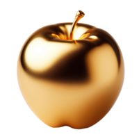 Gold apple isolated on transparent background png