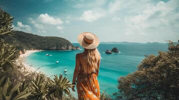 POV view of a girl looking at beach island photo