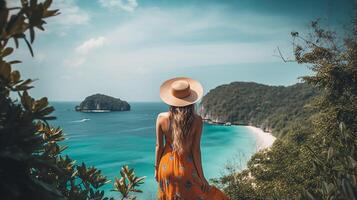 POV view of a girl looking at beach island photo