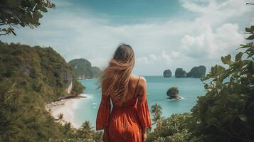 POV view of a girl looking at beach island photo