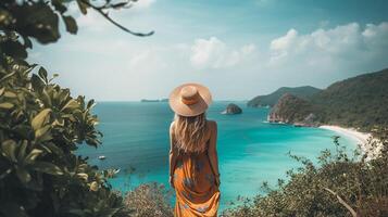 POV view of a girl looking at beach island photo