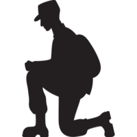 militar soldado en uno rodilla silueta png