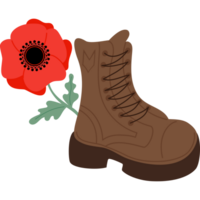 Veteran boot with red poppy png