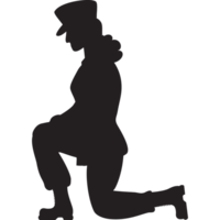 militaire soldat femme sur un le genou silhouette dessin png