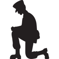 militar soldado en uno rodilla silueta png