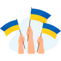 Hands with Ukrainian flags png