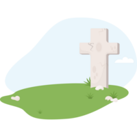Cemetery. Cross grave in grass png