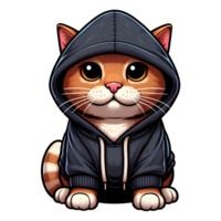 wenig Katze tragen ein schwarz Kapuzenpullover png