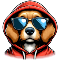 dog with sunglasses wearing hoodie png