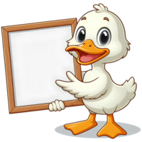 Cartoon Duck Holding a Blank Board png