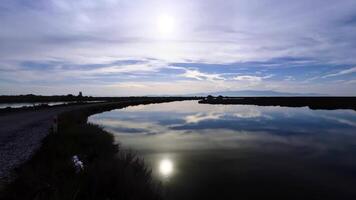 das See Wasser im sonnig Tag in der Nähe von das Straße video