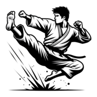 Karate Meister springt und Treffer png