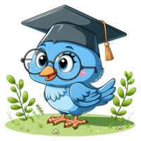 birds wearing graduation caps and glasses png