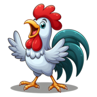 rooster crows in cartoon illustration png