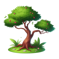 apple tree in cartoon illustration png