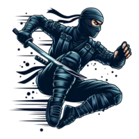 ninja lutador saltar com uma espada png