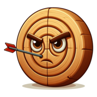wood target character with angry expression with arrow png