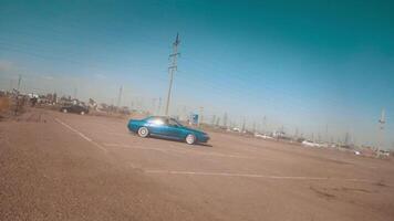 Drifting car, professional driver drifting car on asphalt race track. smoke and dust video