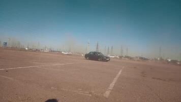 Drifting car, professional driver drifting car on asphalt race track. smoke and dust video