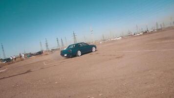 Drifting car, professional driver drifting car on asphalt race track. smoke and dust video