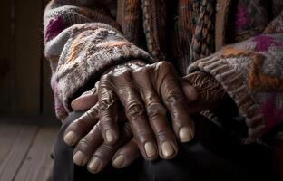 Hand of elder woman. Concept of rheumatoid arthritis, osteoarthritis, or joint pain. photo