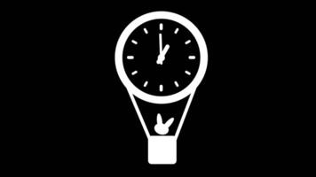 Animation von Uhr Symbol zum Zeit Anzeige schwarz Hintergrund video