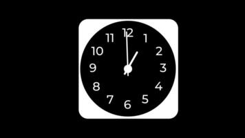 Animation of Clock Icon for time display Black background video