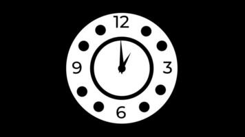 Animation of Clock Icon for time display Black background video