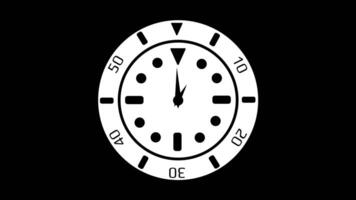 Animation of Clock Icon for time display Black background video