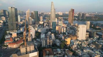 Downtown Ho Chi Minh City in Vietnam at sunet. video