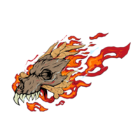 cráneo monstruo fuego ilustración digital dibujo png