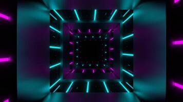 Square Tunnel with Cyan and Pink Neon Lines Background VJ Loop in 4K video