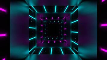 Square Tunnel with Cyan and Pink Neon Lines Background VJ Loop in 4K video