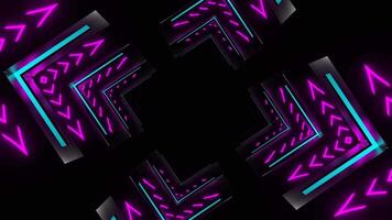 Cyan and Pink Neon Pulsing Square Tunnel Background VJ Loop in 4K video
