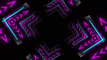 Cyan and Pink Neon Pulsing Square Tunnel Background VJ Loop in 4K video