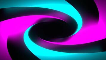 cyaan en roze neon lijnen Actie Aan spiraal achtergrond vj lus in 4k video