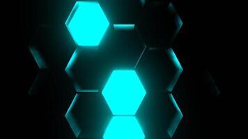 Cyan and Pink and Orange Abstract Hexagons Strobe Background VJ Loop in 4K video