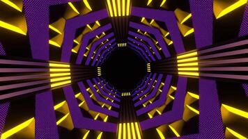 viola e giallo neon infinito freccia tunnel sfondo vj ciclo continuo nel 4k video