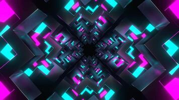 Cyan and Pink Movement Through Moving Neon Shapes Background VJ Loop in 4K video